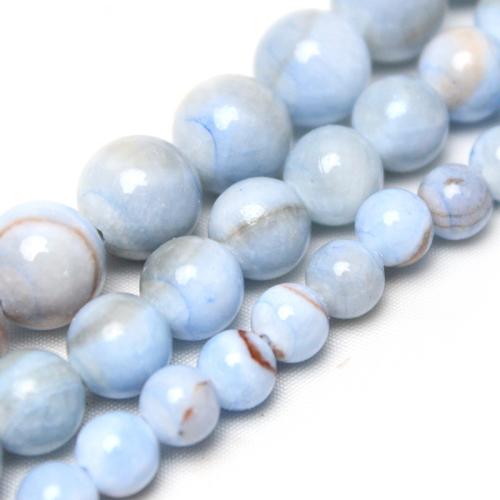 Perles en jade, Jade brun pâle, Rond, poli, DIY & normes différentes pour le choix, bleu ciel, Vendu par brin