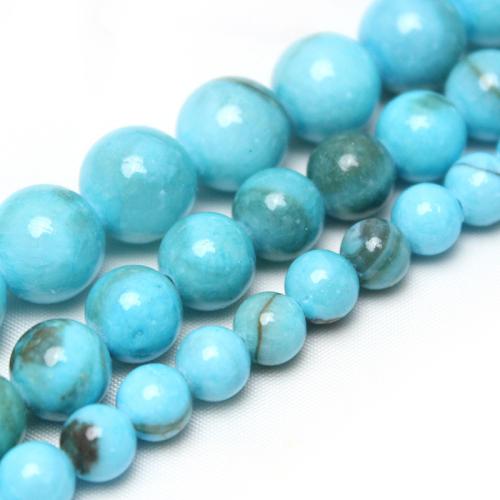 Jade Perlen, Blassbraune Jade, rund, poliert, DIY & verschiedene Größen vorhanden, himmelblau, verkauft von Strang
