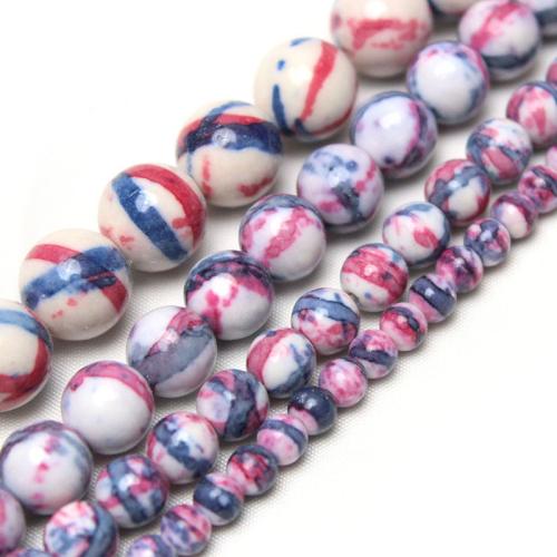 Rain Flower Stone Beads, Round, polished, DIY & different size for choice, multi-colored, Sold By Strand