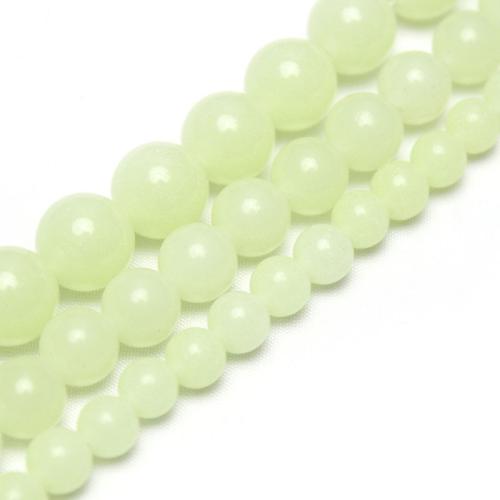 Perles bijoux en pierres gemmes, Nuit-Lumière-Pierre, Rond, poli, DIY & normes différentes pour le choix, vert fluorescent, Vendu par brin