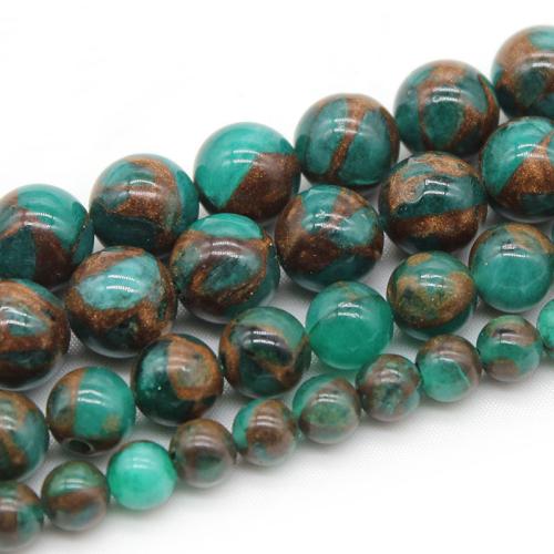Бусины из поделочных камней, Cloisonne Stone, Круглая, полированный, DIY & разный размер для выбора, зеленый, продается Strand