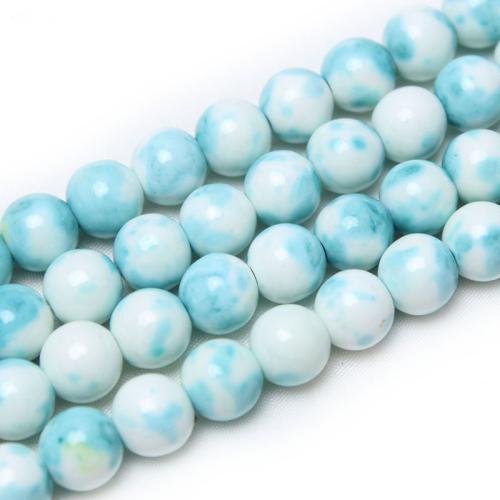 Rain Flower Stone Beads Round polished DIY blue Sold By Strand