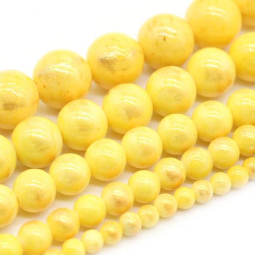 Gemstone Jewelry Beads, Cloisonne Stone, Round, polished, DIY & different size for choice, yellow, Sold By Strand