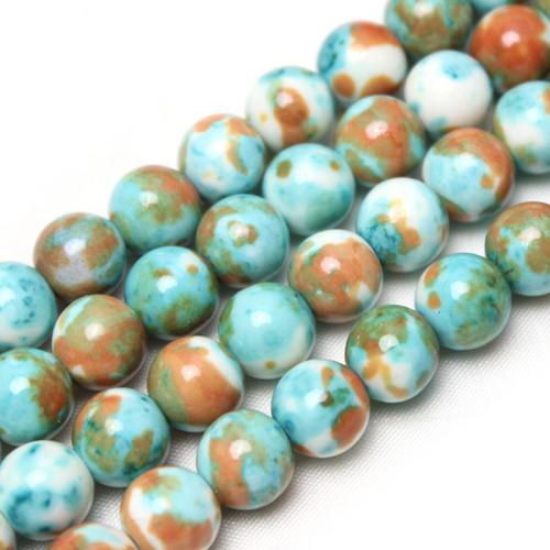 Rain Flower Stone Beads Round polished DIY multi-colored Sold By Strand