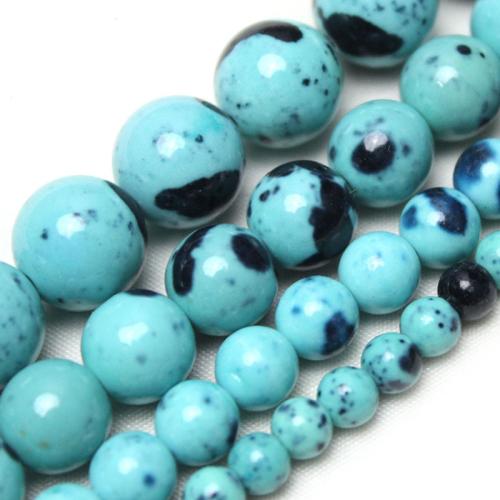 Rain Flower Stone Beads Round polished DIY skyblue Sold By Strand