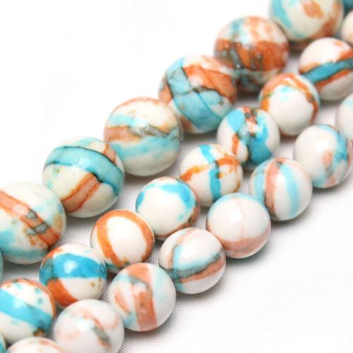 Rain Flower Stone Beads, Round, polished, DIY & different size for choice, multi-colored, Sold By Strand