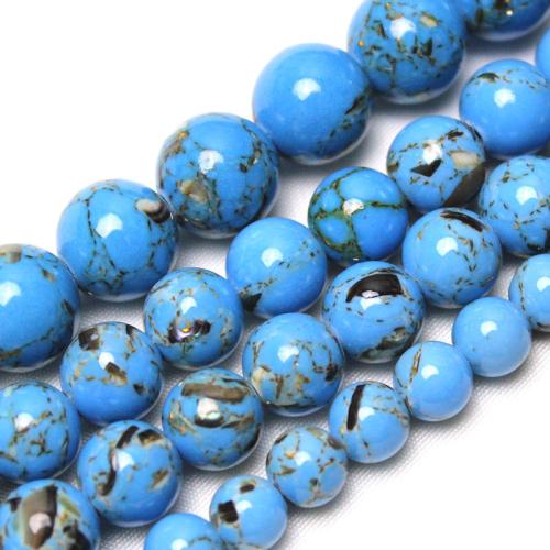 Perles turquoises, turquoise, Rond, poli, DIY & normes différentes pour le choix, saphir, Vendu par brin