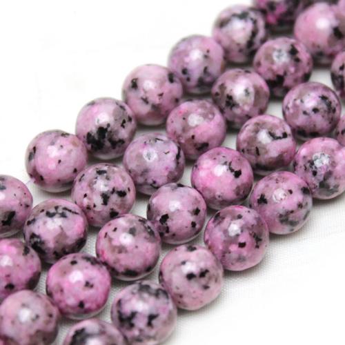 Perles bijoux en pierres gemmes, Granit teint, Rond, poli, DIY, rose, 8mm, Environ 45PC/brin, Vendu par brin