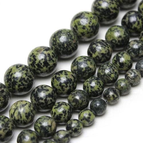 Perles bijoux en pierres gemmes, Pierre peau de serpent, Rond, poli, DIY & normes différentes pour le choix, vert, Vendu par brin