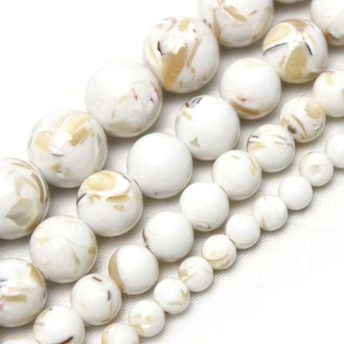 Türkis Perlen, rund, poliert, DIY & verschiedene Größen vorhanden, weiß, verkauft von Strang