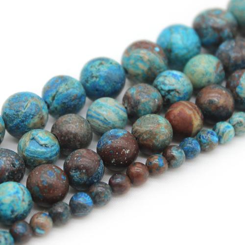 Бусины из поделочных камней, камень с цветными прожилками, Круглая, полированный, DIY & разный размер для выбора, голубой, продается Strand