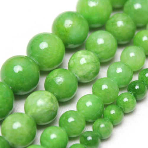 Perles en jade, Jade brun pâle, Rond, poli, DIY & normes différentes pour le choix, vert, Vendu par brin