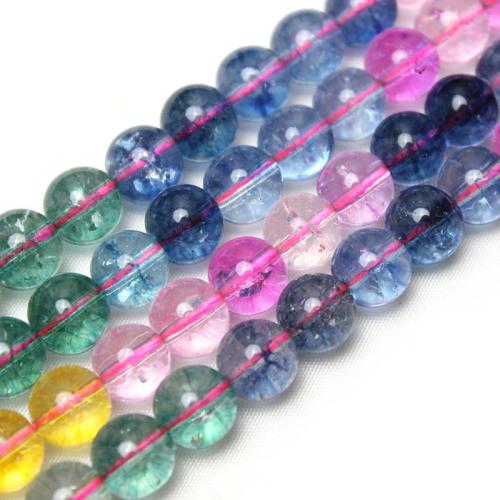 Round Crystal Beads, polished, DIY & crackle, multi-colored, 8mm, Approx 46PCs/Strand, Sold By Strand