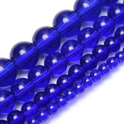 Round Crystal Beads polished DIY Dark Sapphire Sold By Strand