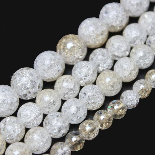 Quartz naturel bijoux perles, Cristal craquelé, Rond, poli, synthétique & DIY & normes différentes pour le choix, Jaune, Vendu par brin