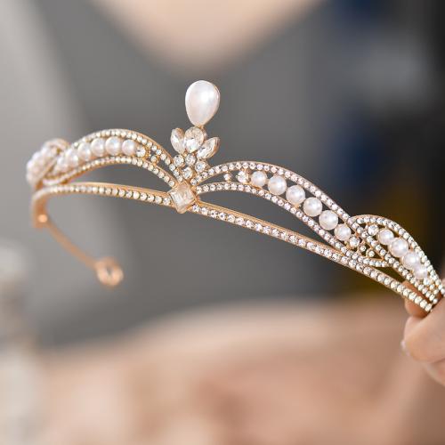 Bridal Tiaras, Tibetan Style, with Plastic Pearl, for bridal & with rhinestone, more colors for choice, 140x40mm, Sold By PC