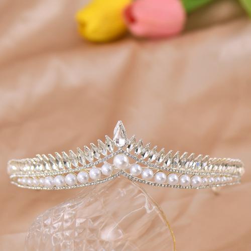 Bridal Tiaras Zinc Alloy with Plastic Pearl for bridal & with rhinestone Sold By PC