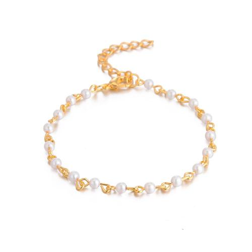 Brass Bracelet & Bangle with Plastic Pearl with 5cm extender chain plated fashion jewelry & for woman Sold Per Approx 21 cm Strand