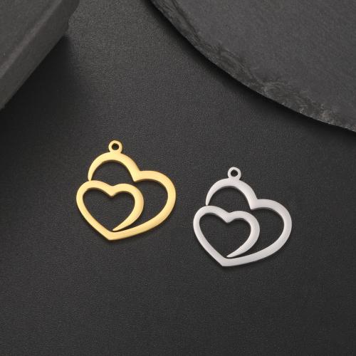 Stainless Steel Heart Pendants, 304 Stainless Steel, Vacuum Ion Plating, DIY, more colors for choice, 19x21mm, Sold By PC