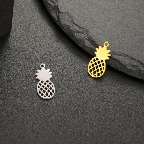 Stainless Steel Pendants, 304 Stainless Steel, Pineapple, Vacuum Ion Plating, DIY & hollow, more colors for choice, 17x8mm, Sold By PC