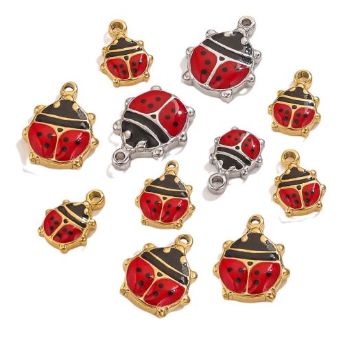 Stainless Steel Animal Pendants, 304 Stainless Steel, Ladybug, DIY & different size for choice & enamel, more colors for choice, 5PCs/Bag, Sold By Bag