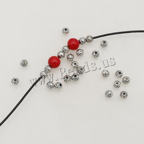 Tibetan Style Spacer Beads, Round, silver color plated, DIY, nickel, lead & cadmium free, 4mm, Hole:Approx 1mm, Approx 200PCs/Bag, Sold By Bag