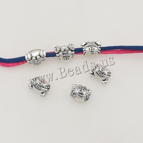 Tibetan Style Spacer Beads, Crab, silver color plated, DIY, nickel, lead & cadmium free, 11x8x8mm, Hole:Approx 4mm, Approx 200PCs/Bag, Sold By Bag