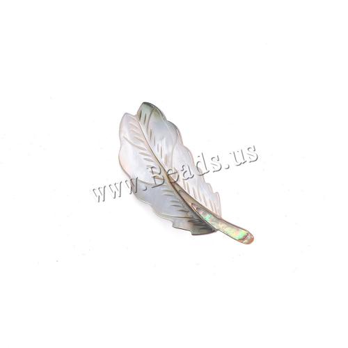 Shell Brooch, with Iron, Feather, Carved, for woman, more colors for choice, 25x60mm, Sold By PC