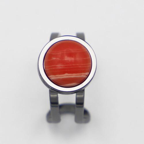 Rostfritt stål Fingerringar, 304 rostfritt stål, med RODONIT, Justerbar & Unisex, fler färger för val, Stone:10mm,ring width:12.5mm, Säljs av PC