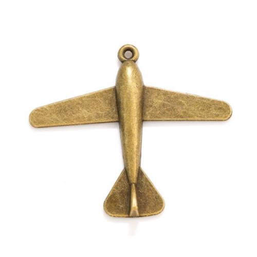 Vehicle Shaped Tibetan Style Pendants, Airplane, gold color plated, DIY, nickel, lead & cadmium free, 51x44mm, Sold By PC
