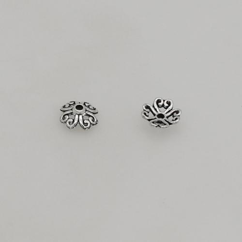 Tibetan Style Bead Cap, Flower, silver color plated, DIY, nickel, lead & cadmium free, 7mm, Hole:Approx 1mm, Approx 200PCs/Bag, Sold By Bag