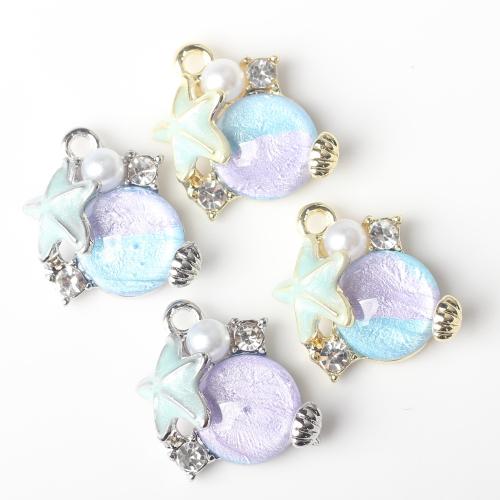 Resin Zinc Alloy Pendants with Resin & Plastic Pearl plated DIY & with rhinestone nickel lead & cadmium free Sold By Bag