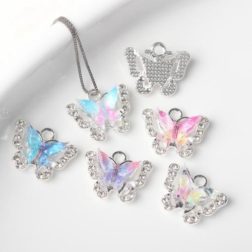 Tibetan Style Animal Pendants, Butterfly, silver color plated, DIY & micro pave cubic zirconia, more colors for choice, nickel, lead & cadmium free, 17x14mm, 100PCs/Bag, Sold By Bag