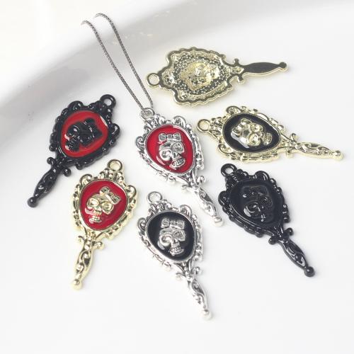 Tibetan Style Enamel Pendants, Mirror, plated, DIY, more colors for choice, nickel, lead & cadmium free, 36x15mm, 100PCs/Bag, Sold By Bag
