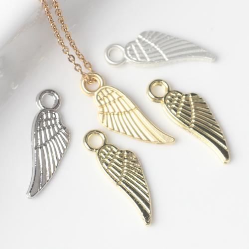 Wing Shaped Tibetan Style Pendants, plated, DIY, more colors for choice, nickel, lead & cadmium free, 18x6mm, 100PCs/Bag, Sold By Bag