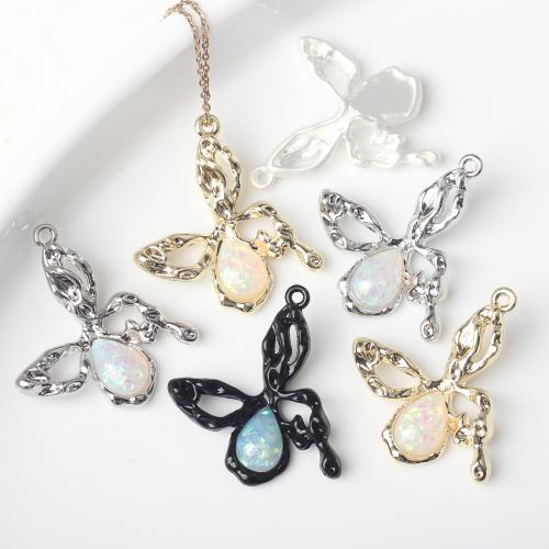 Resin Zinc Alloy Pendants with Resin Butterfly plated DIY nickel lead & cadmium free Sold By Bag