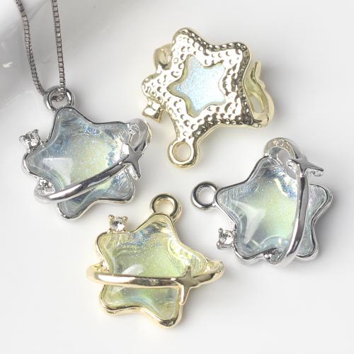 Resin Zinc Alloy Pendants with Resin Star plated DIY & with rhinestone nickel lead & cadmium free Sold By Bag
