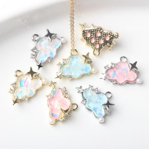 Tibetan Style Rhinestone Pendants, with Plastic Pearl, Cloud, plated, DIY & with rhinestone, more colors for choice, nickel, lead & cadmium free, 20x14mm, 100PCs/Bag, Sold By Bag