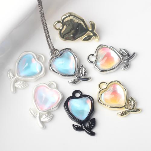 Resin Zinc Alloy Pendants with Resin Heart plated DIY nickel lead & cadmium free Sold By Bag