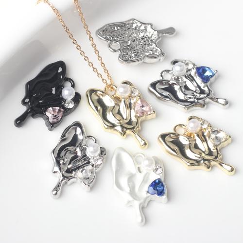 Zinc Alloy Heart Pendants with Plastic Pearl plated DIY & with rhinestone nickel lead & cadmium free Sold By Bag
