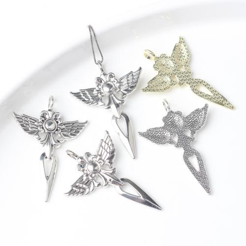 Wing Shaped Tibetan Style Pendants, plated, DIY, more colors for choice, nickel, lead & cadmium free, 48x34mm, 100PCs/Bag, Sold By Bag