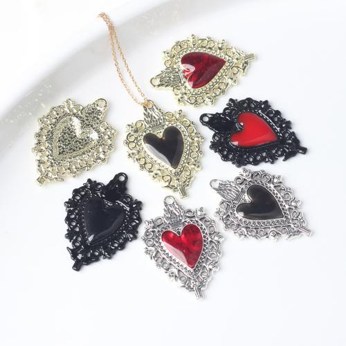 Tibetan Style Heart Pendants, plated, DIY & enamel, more colors for choice, nickel, lead & cadmium free, 34x24mm, 100PCs/Bag, Sold By Bag