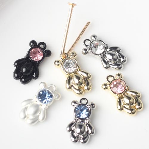 Tibetan Style Animal Pendants, Bear, plated, DIY & micro pave cubic zirconia, more colors for choice, nickel, lead & cadmium free, 13x7mm, 100PCs/Bag, Sold By Bag