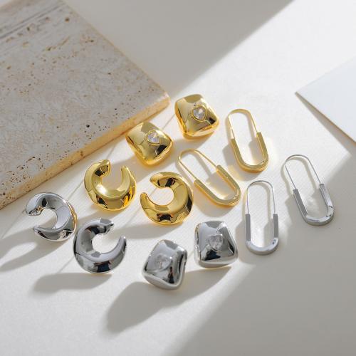 Messing Stud ørering, forgyldt, mode smykker & forskellige design til valg & med rhinestone, flere farver til valg, nikkel, bly & cadmium fri, Solgt af par