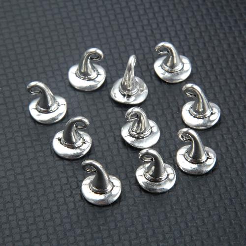 Tibetan Style Hat Pendants, silver color plated, DIY, silver color, nickel, lead & cadmium free, 12x10mm, 10PCs/Bag, Sold By Bag