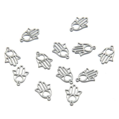 Nerezová ocel Šperky Přívěsky, 304 Stainless Steel, Ruka, barva stříbrná á, DIY, stříbro, 9x12mm, Prodáno By PC