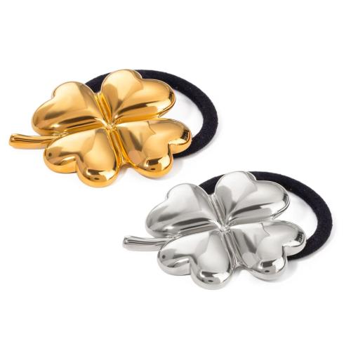 Ponytail Holder 304 Stainless Steel with Rubber Band Four Leaf Clover plated fashion jewelry & for woman Sold By PC