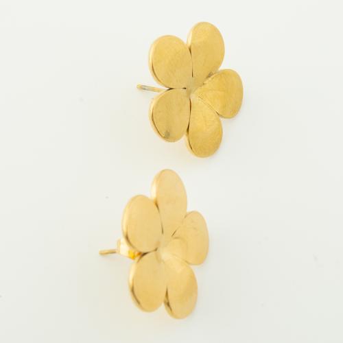 Stainless Steel Stud Earrings 304 Stainless Steel petals Vacuum Ion Plating for woman golden Sold By Pair