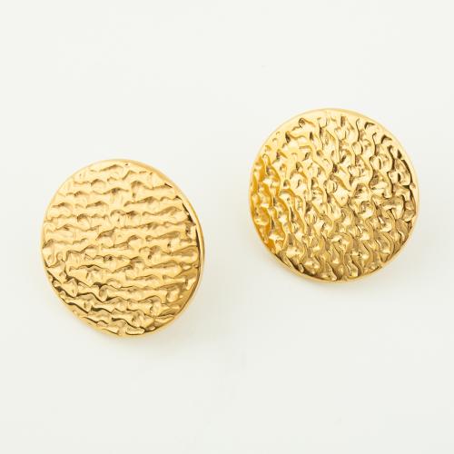 Stainless Steel Stud Earrings, 304 Stainless Steel, Vacuum Ion Plating, for woman, golden, Sold By Pair
