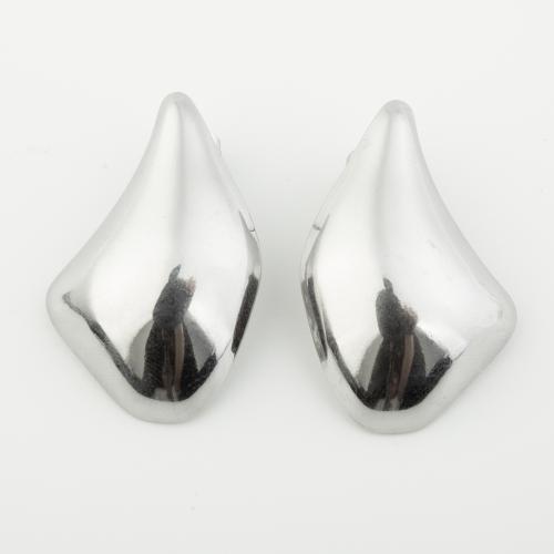 Stainless Steel Stud Earrings 304 Stainless Steel polished for woman platinum color Sold By Pair